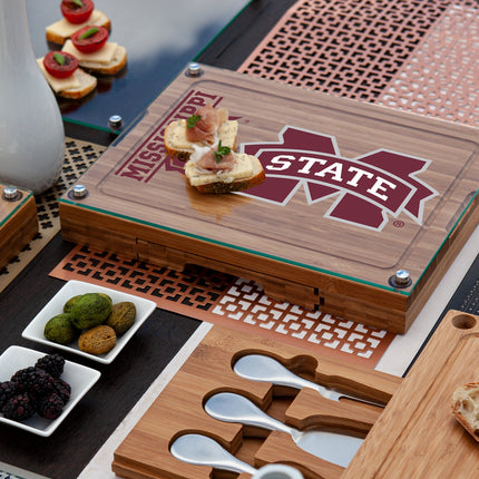 Mississippi State Bulldogs Glass Top Cheese Cutting Board & Tools Set