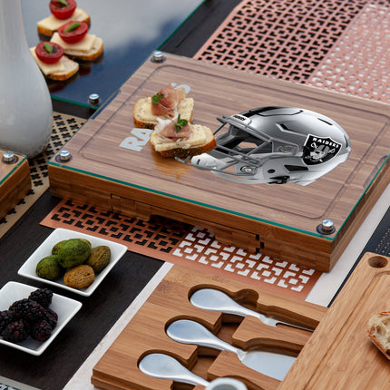 Las Vegas Raiders - Concerto Glass Top Cheese Cutting Board & Tools Set