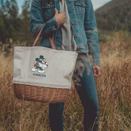 Philadelphia Eagles Mickey Mouse - Coronado Canvas and Willow Basket Tote
