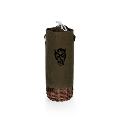 NC St Wolfpack Malbec Insulated Canvas and Willow Wine Bottle Basket