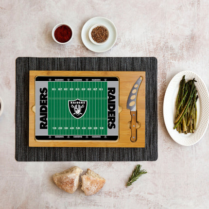 Las Vegas Raiders Football Field - Icon Glass Top Cutting Board & Knife Set