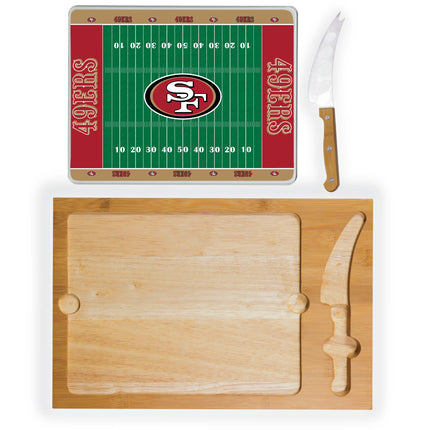 San Francisco 49ers Football Field - Icon Glass Top Cutting Board & Knife Set