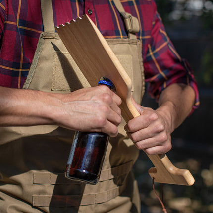 Hardwood BBQ Grill Scraper with Bottle Opener
